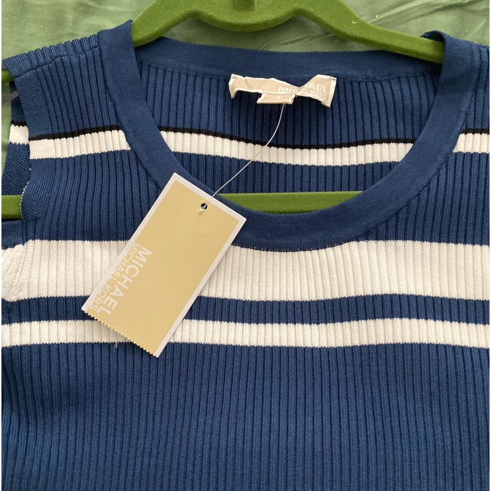 A fun Michael Kors blue and white top NWT